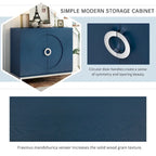 Aparador / Búfet de veta de madera blanco/azul marino con patas de metal - 2 puertas
