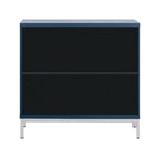 Aparador / Búfet de veta de madera blanco/azul marino con patas de metal - 2 puertas