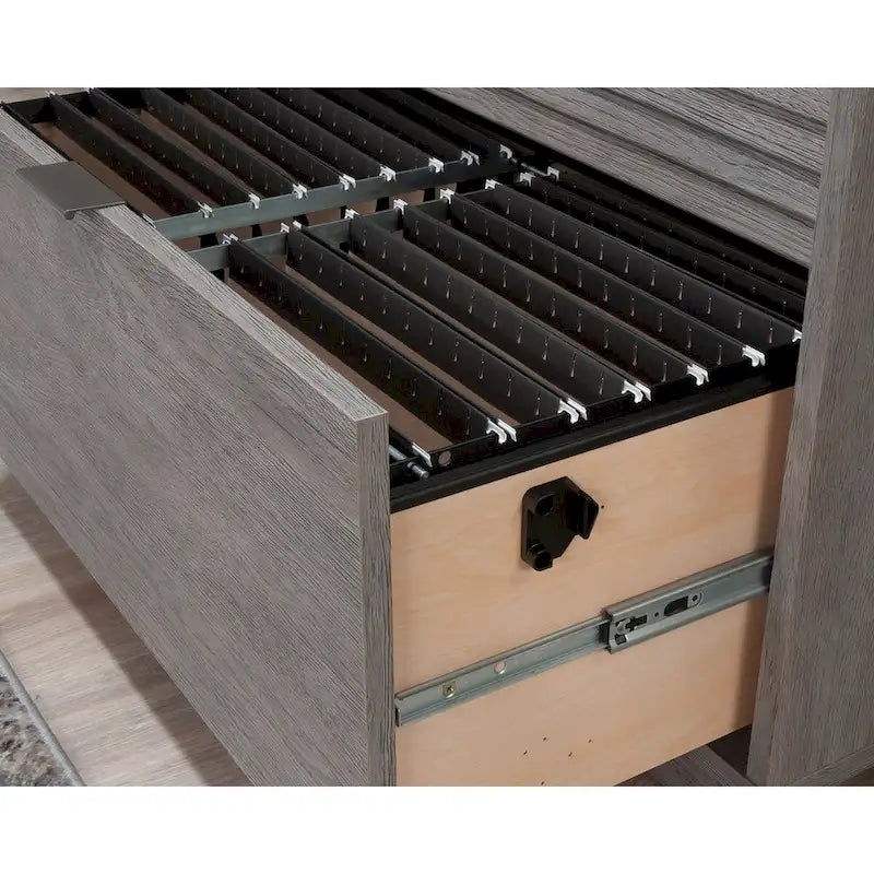 Archivador lateral de 2 cajones con estante abierto, tamaño carta/oficio, para 1 persona, modelo Chalk Oak