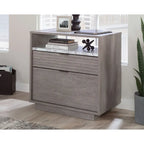 Archivador lateral de 2 cajones con estante abierto, tamaño carta/oficio, para 1 persona, modelo Chalk Oak