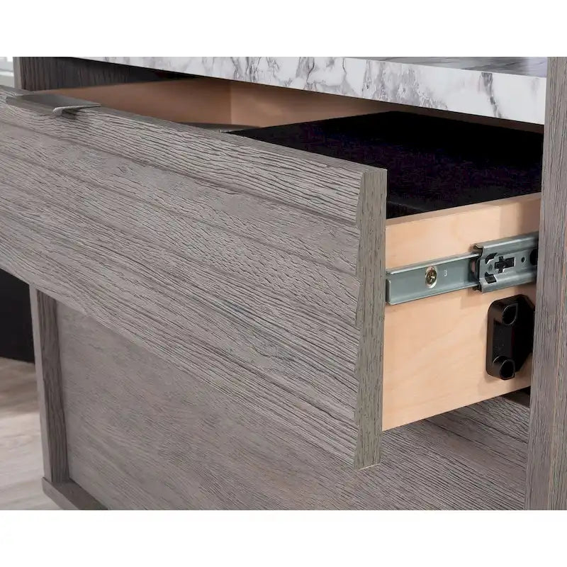 Archivador lateral de 2 cajones con estante abierto, tamaño carta/oficio, para 1 persona, modelo Chalk Oak
