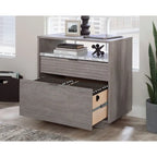 Archivador lateral de 2 cajones con estante abierto, tamaño carta/oficio, para 1 persona, modelo Chalk Oak