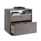 Archivador lateral de 2 cajones con estante abierto, tamaño carta/oficio, para 1 persona, modelo Chalk Oak