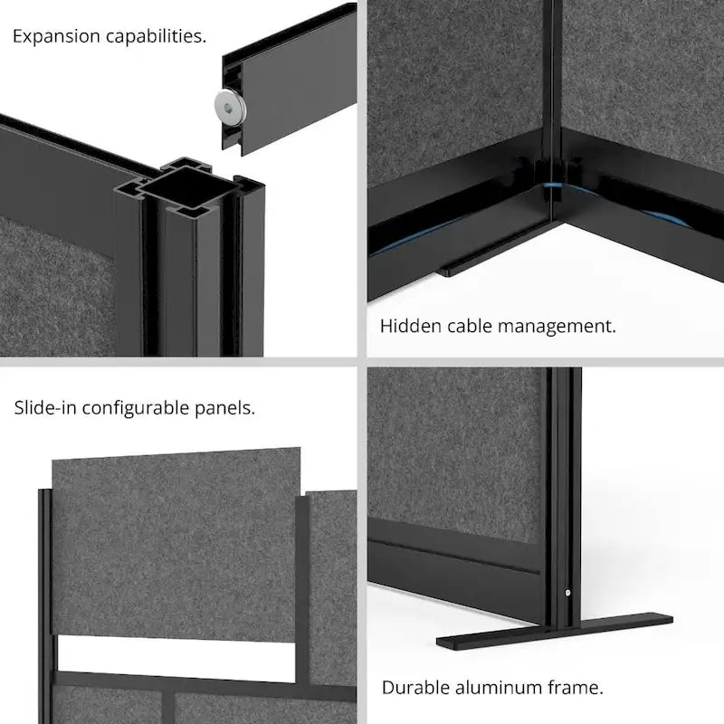 Divisor de Ambientes con Marco Negro – Pared Inicial de 70"x48", 1 Panel
