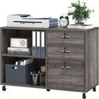 3 Drawer Mobile Lateral Filing Cabinet - 15.6D x 35W x 25.6H