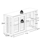 Aparador negro con puertas corredizas de vidrio, estante ajustable, capacidad para 1 o 2 personas