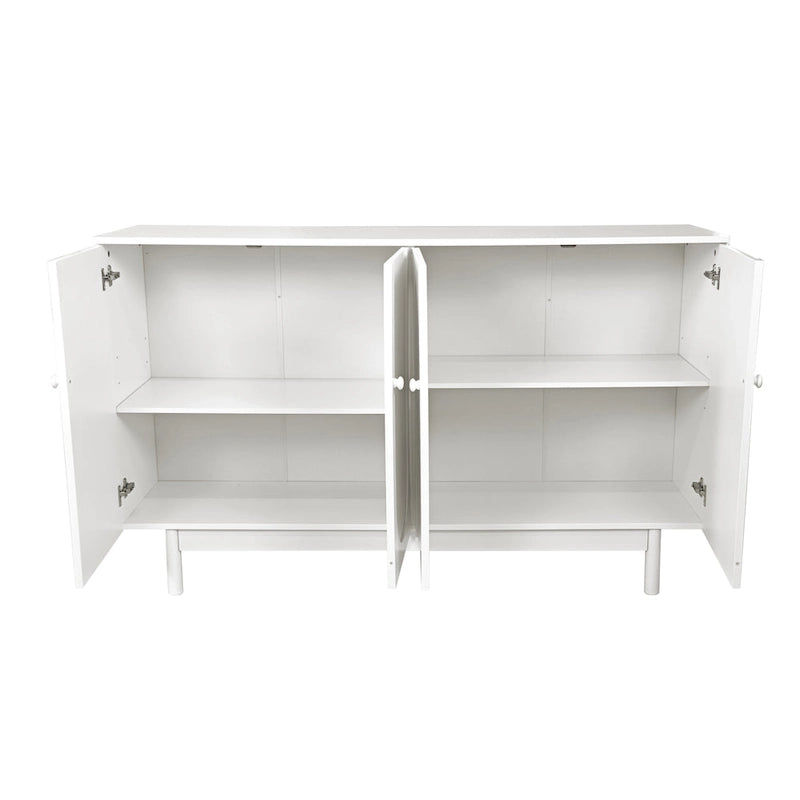 Armario de almacenamiento intagliado de 4 puertas verde menta/blanco con patas de pino, montaje para 1 persona