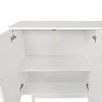 Armario de almacenamiento intagliado de 4 puertas verde menta/blanco con patas de pino, montaje para 1 persona