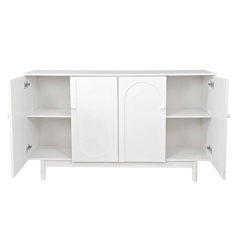 Armario de almacenamiento intagliado de 4 puertas verde menta/blanco con patas de pino, montaje para 1 persona