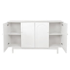Armario de almacenamiento intagliado de 4 puertas verde menta/blanco con patas de pino, montaje para 1 persona