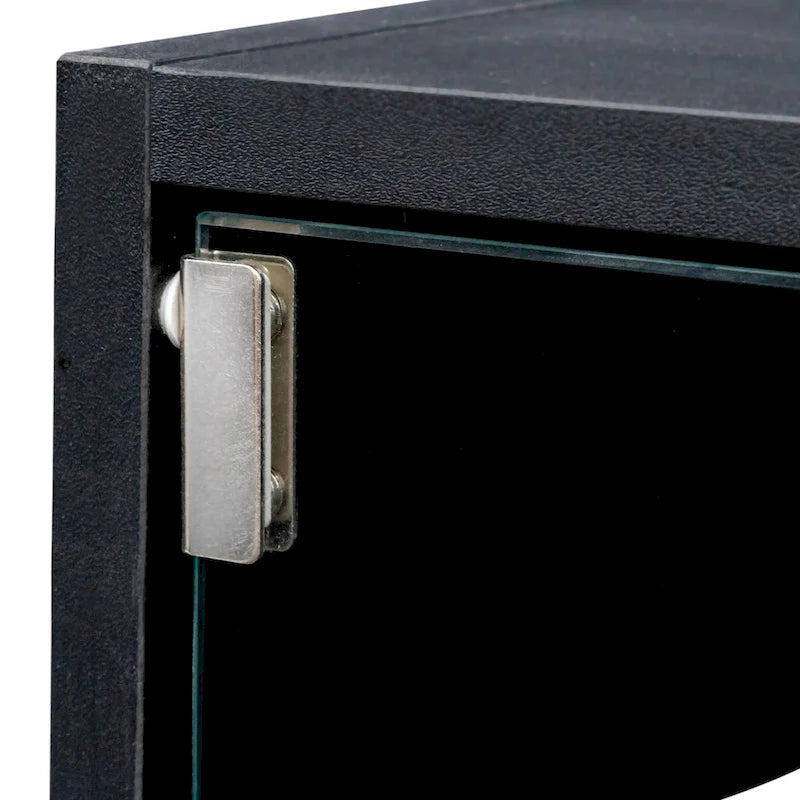 Mueble zapatero con puerta de cristal negro y luces LED RGB, apilable, 1 unidad