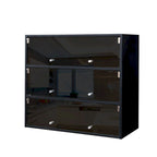Mueble zapatero con puerta de cristal negro y luces LED RGB, apilable, 1 unidad