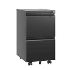 Archivador móvil de 2 cajones, negro/blanco, con cerradura, para 1-2 usuarios