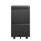 Archivador móvil de 2 cajones, negro/blanco, con cerradura, para 1-2 usuarios