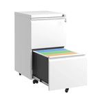 Archivador móvil de 2 cajones, negro/blanco, con cerradura, para 1-2 usuarios