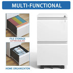 Archivador móvil de 2 cajones, negro/blanco, con cerradura, para 1-2 usuarios