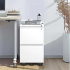 Archivador móvil de 2 cajones, negro/blanco, con cerradura, para 1-2 usuarios