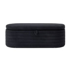 Banco de almacenamiento tapizado de sherpa negro, 1–2 personas