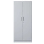 Armario metálico de almacenamiento de 71" de alto, blanco/negro – 2 puertas, 3 estantes, montaje por 1 persona