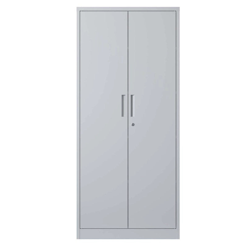 Armario metálico de almacenamiento de 71" de alto, blanco/negro – 2 puertas, 3 estantes, montaje por 1 persona