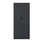 Armario metálico de almacenamiento de 71" de alto, blanco/negro – 2 puertas, 3 estantes, montaje por 1 persona